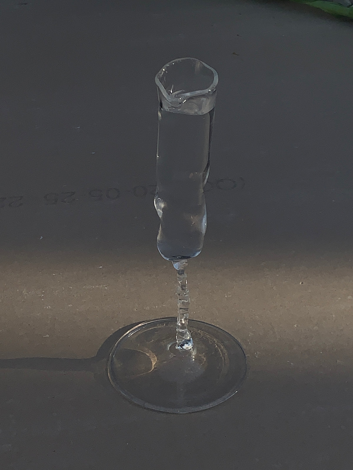 Glasses 0006, tall stemmed drinking glass in clear hand-sculpted borosilicate glass, Rain and Rivers