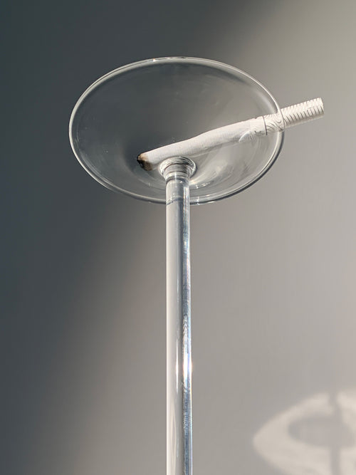 Ashtray 0002 in clear hand-sculpted borosilicate glass, dish detail, Rain and Rivers